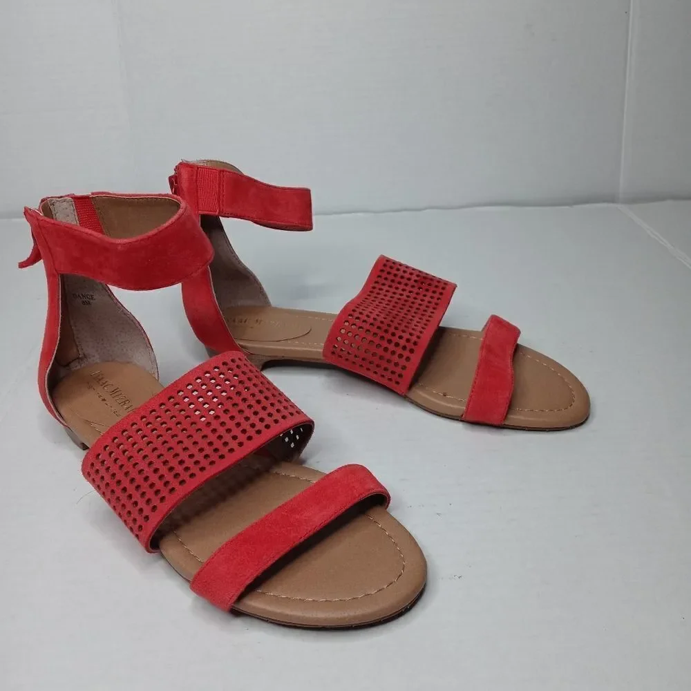 Isaac Mizrahi red ankle strap sandals size 8